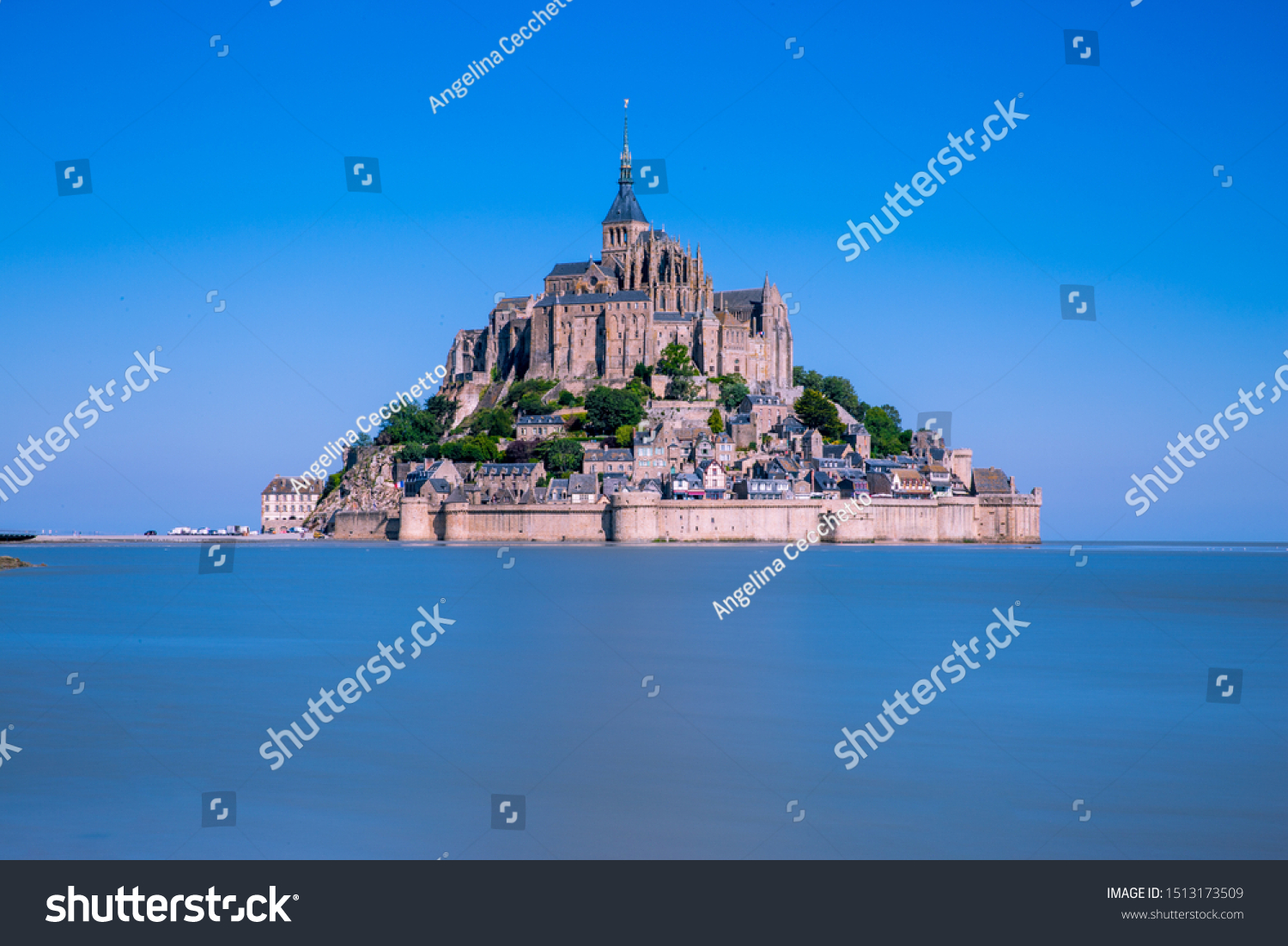 Mont Saint-Michel Bay on a Sunny Summer Day in Normandy France #1513173509