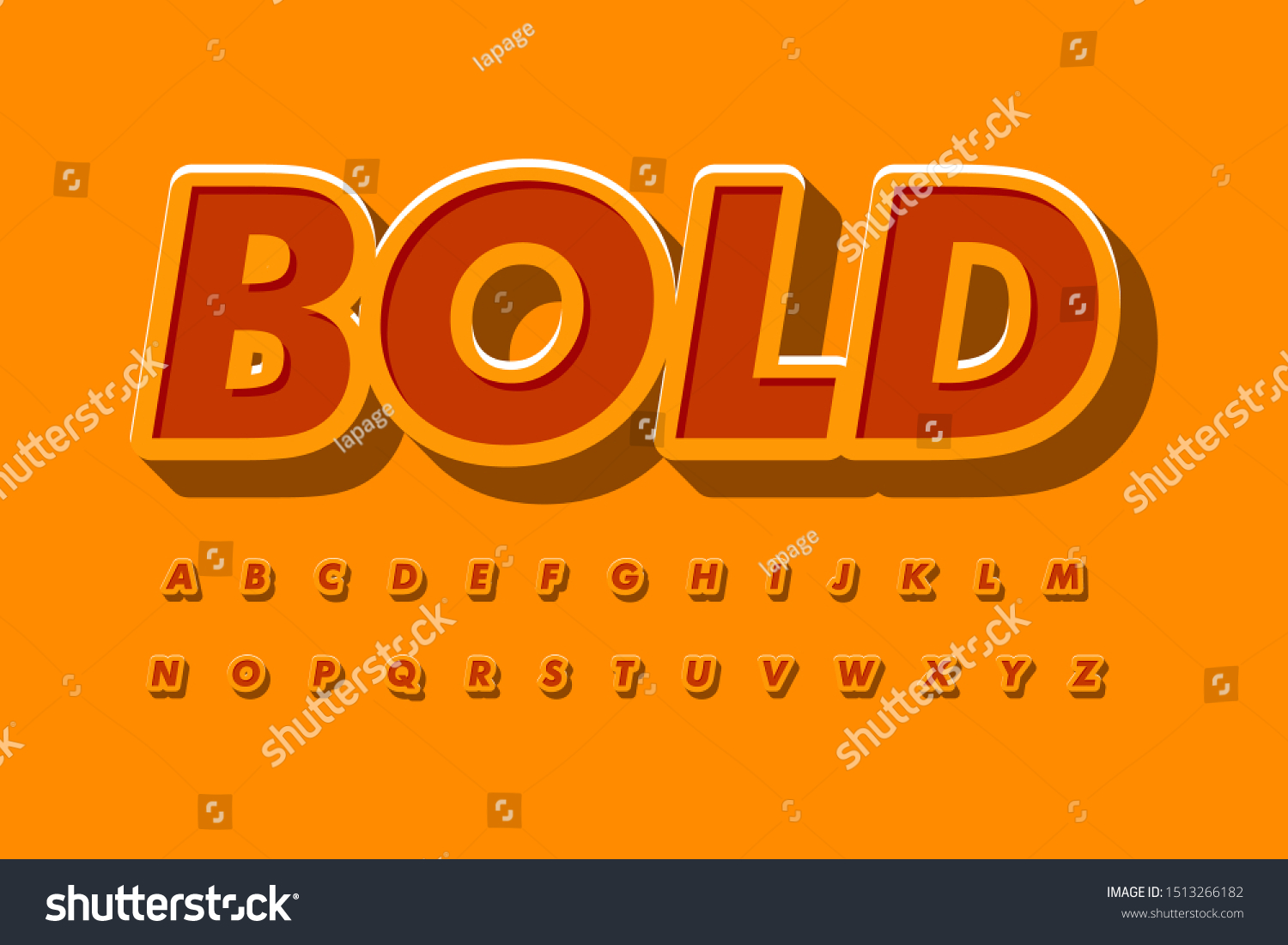 Modern 3D Bold Font and Alphabet - Royalty Free Stock Vector 1513266182 ...