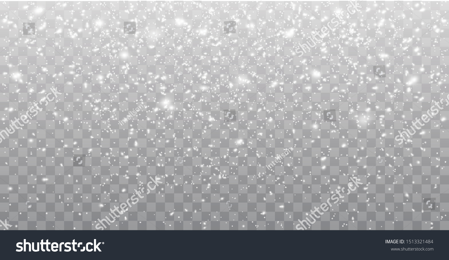 Seamless realistic falling snow or snowflakes. Isolated on transparent background - stock vector. #1513321484