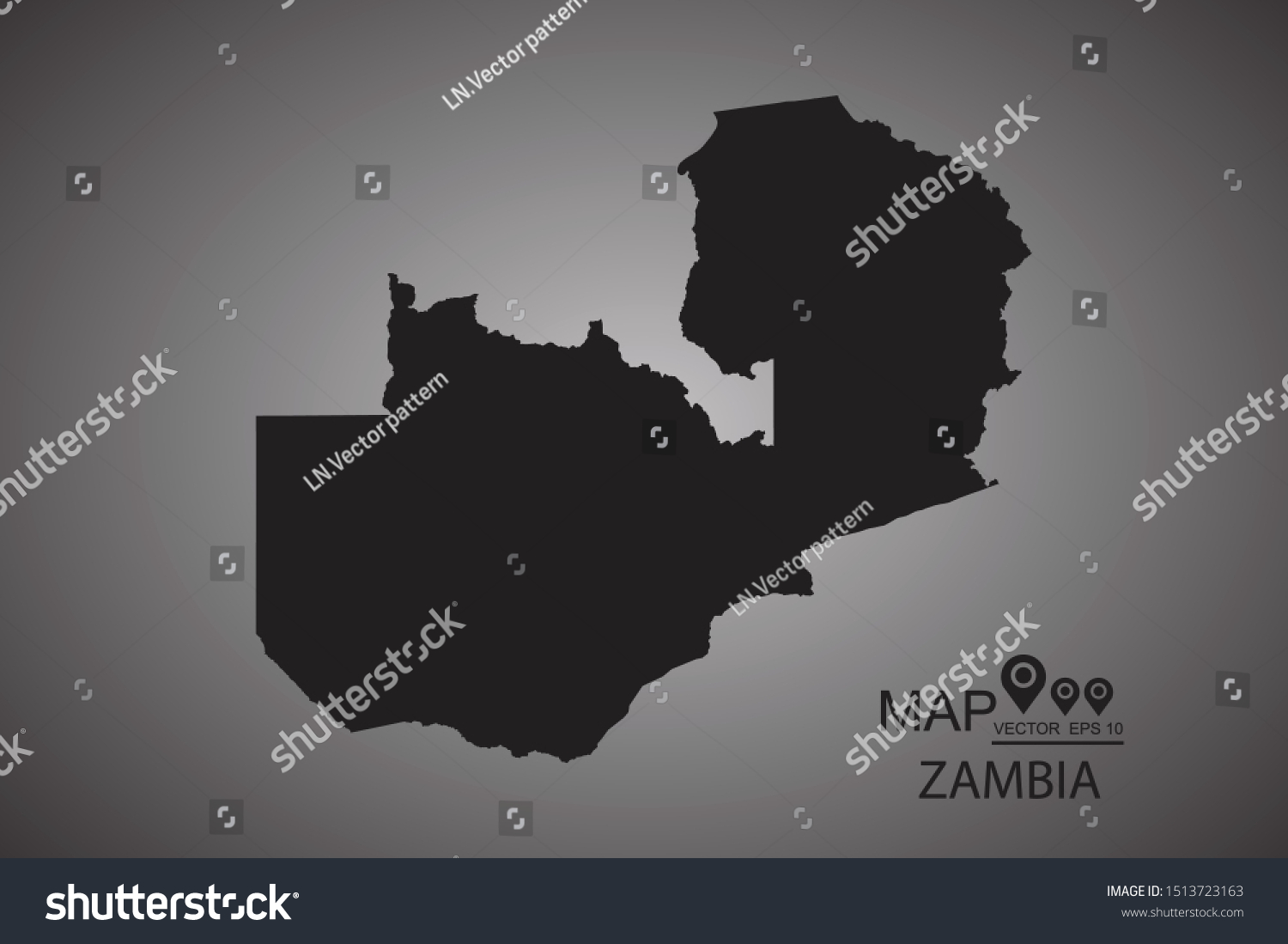 Map Of Zambia. Vector Illustration Eps 10. - Royalty Free Stock Vector 