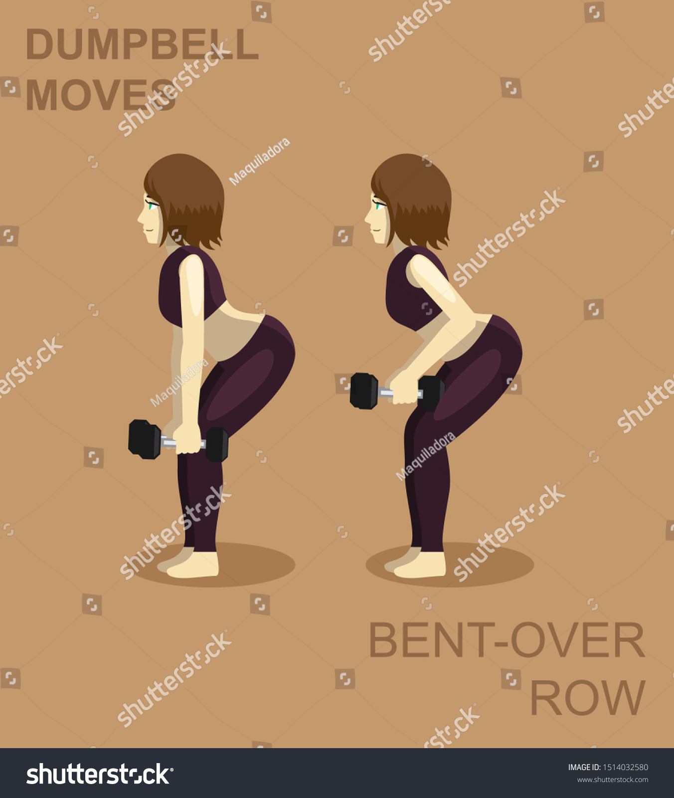 Bent Over Row Dumpbell Moves Manga Gym Set Royalty Free Stock Vector 1514032580 8335
