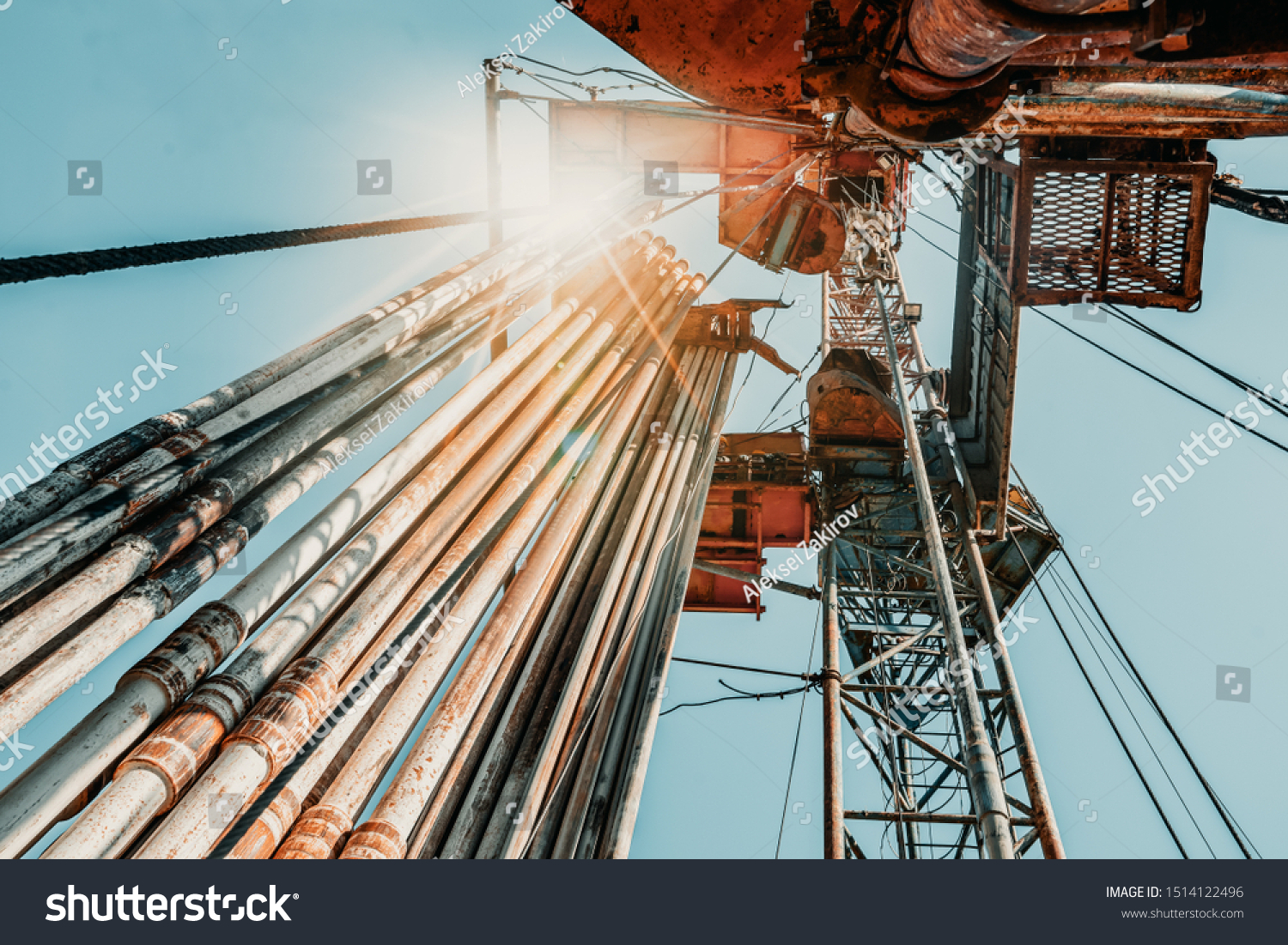 Drilling rig in oil field for drilled into subsurface in order to produced crude, inside view. Petroleum Industry #1514122496