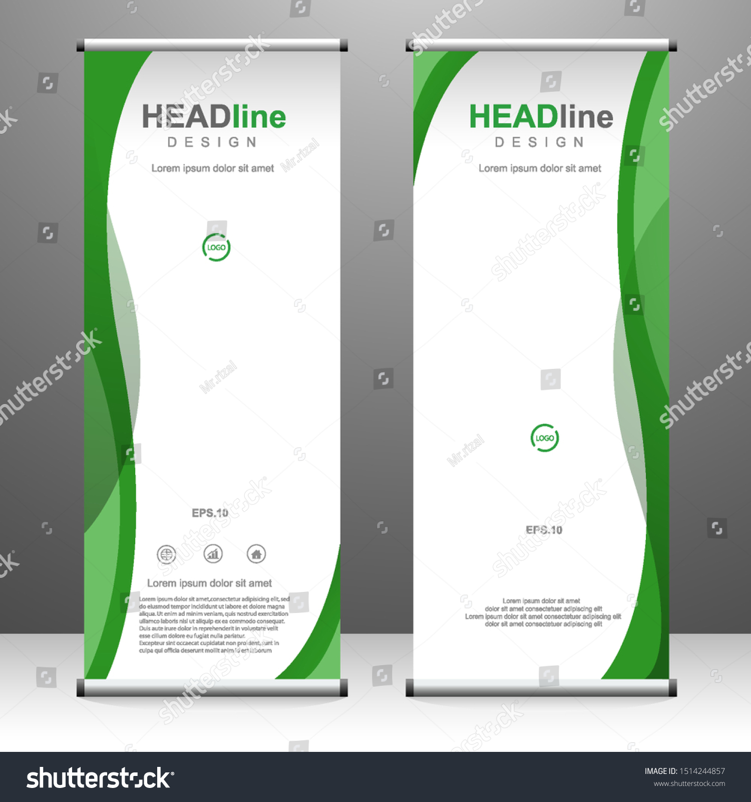 Green Roll Up Banner Vertical Template Design Royalty Free Stock