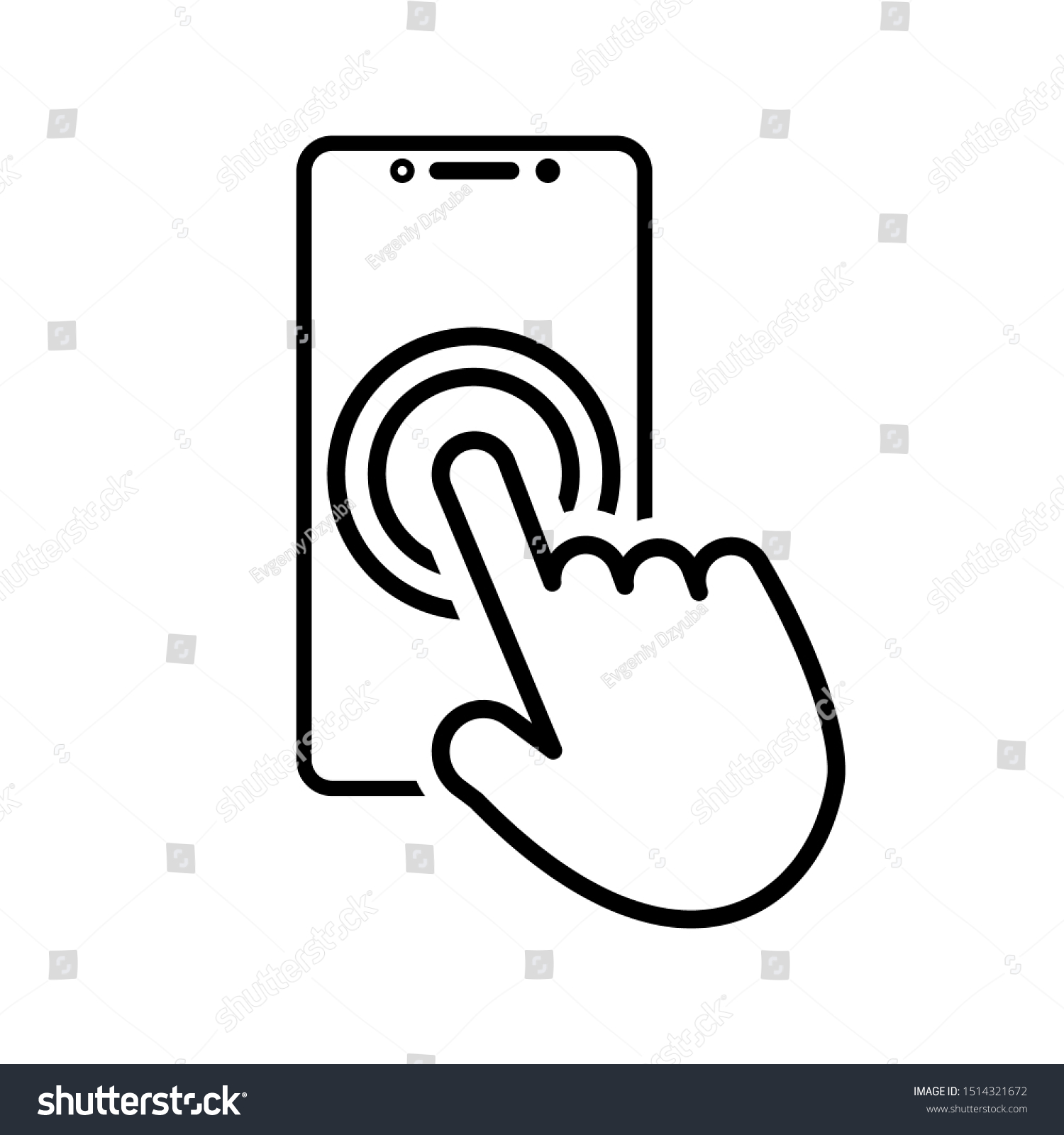 Touch smartphone icon with hand for your projects. Vector illustration. #1514321672