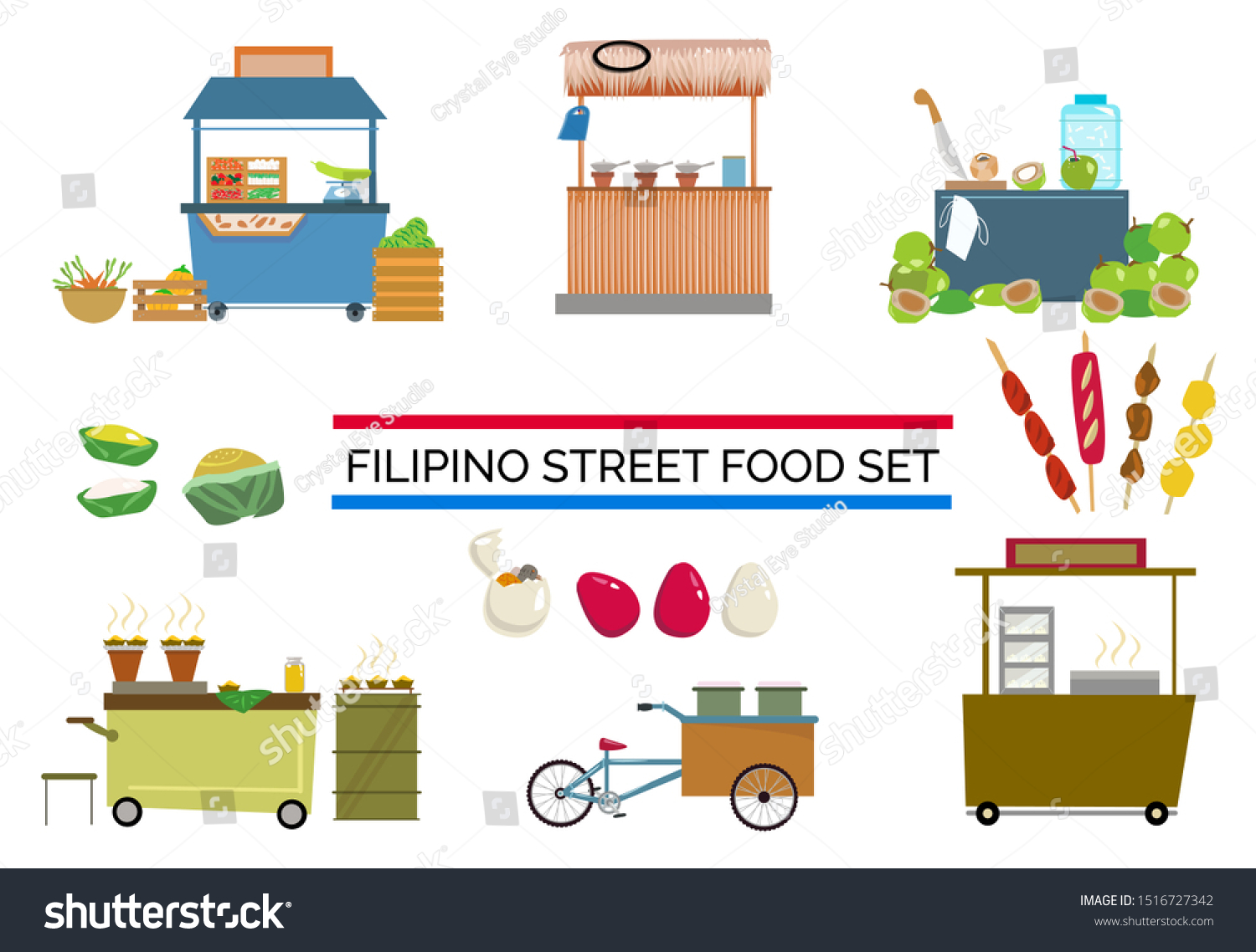 Filipino Street Food Carts and and Vendor Stands - Royalty Free Stock