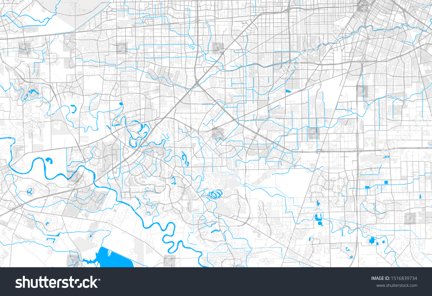 Rich detailed vector area map of Missouri City, - Royalty Free Stock ...