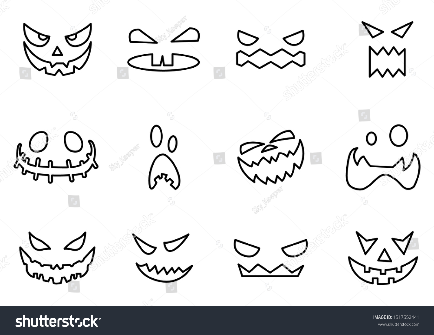 Scary Halloween Pumpkin Faces Icons Setvector Royalty Free Stock Vector 1517552441 9334