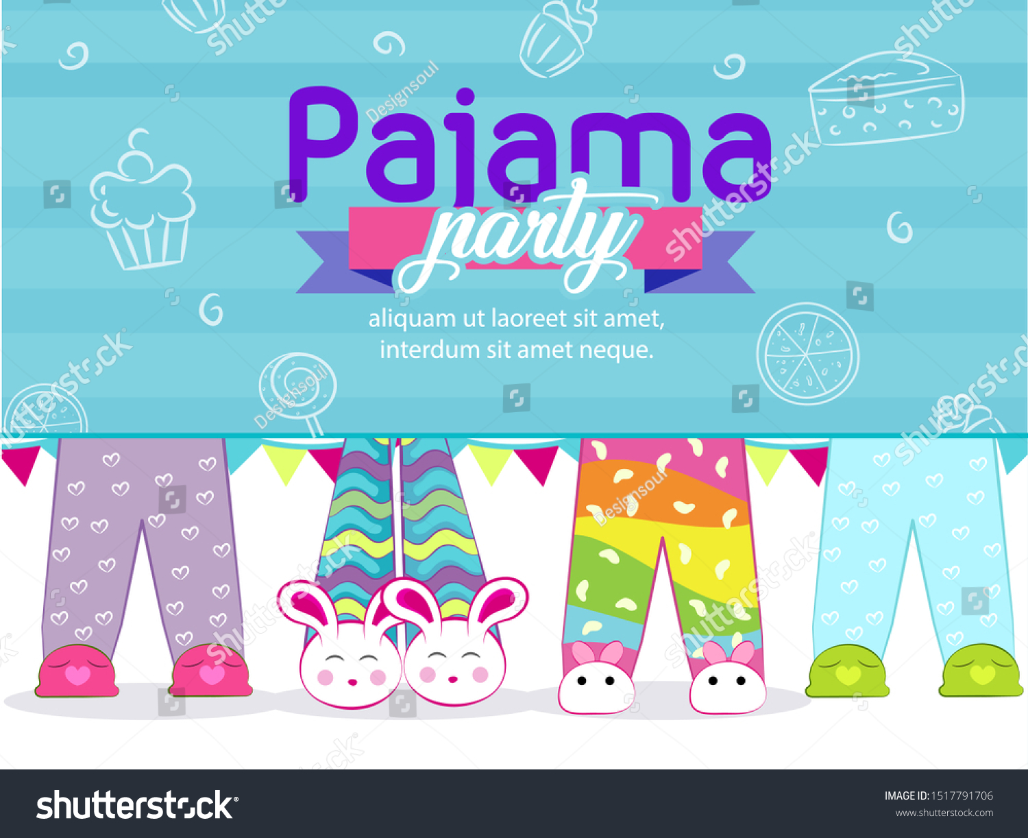 Template Design Pajama Party Invitation Card Royalty Free Stock