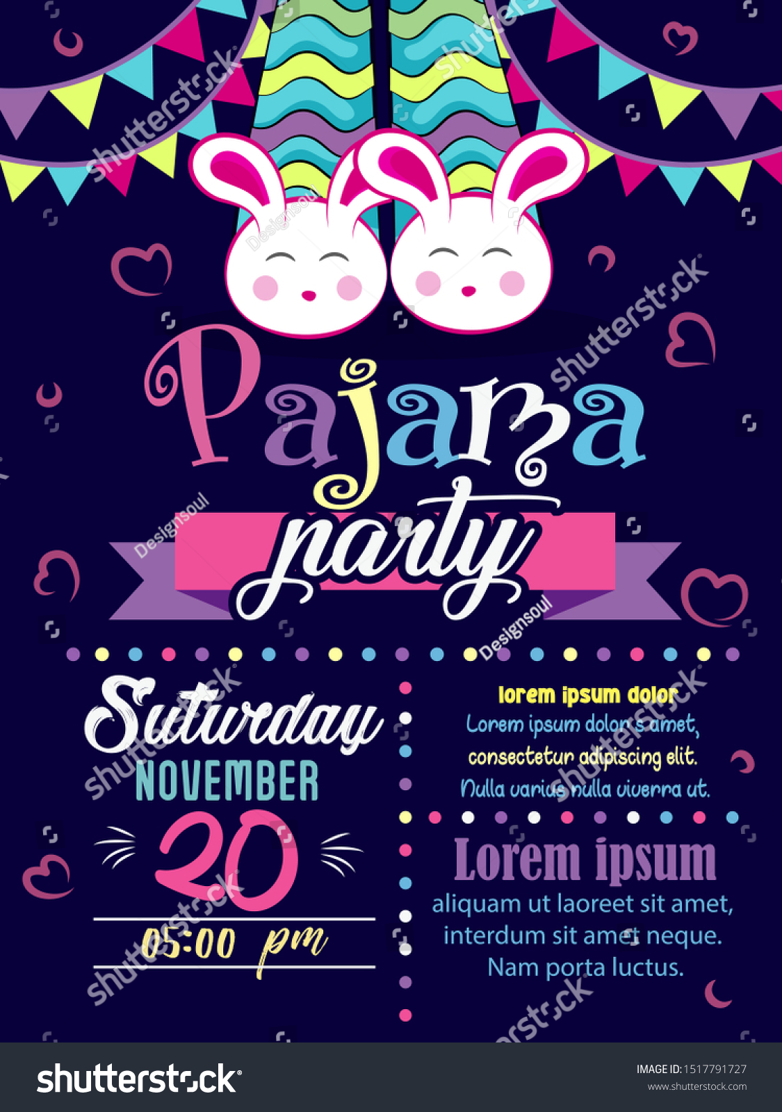 Template Design Pajama Party Invitation Card Royalty Free Stock