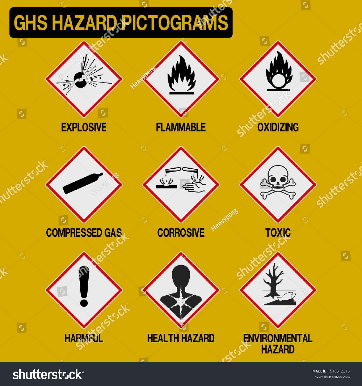 Set of GHS pictograms on transparent background - Royalty Free Stock ...