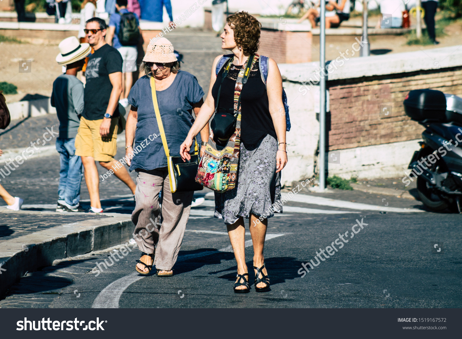 Rome Italy September 29, 2019 View of unknowns tourist visiting the Coliseum also known as the Flavian Amphitheatre in the centre of the city of Rome #1519167572