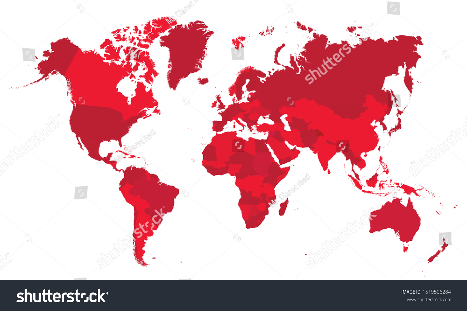 Red World Map With Borders Vector - Royalty Free Stock Vector ...