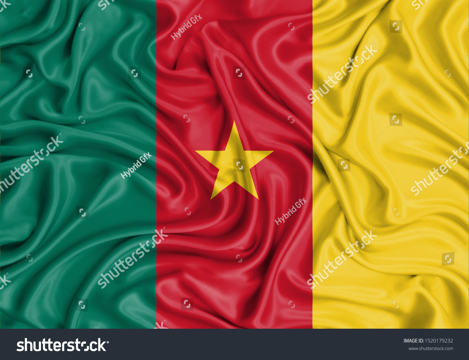 Silk Flag of Cameroon. Cameroon Flag of Silk Fabric. #1520179232