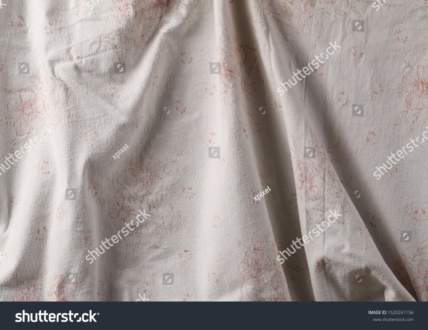 Wrinkly, crumpled canvas with flower patterns, texture and background #1520261156