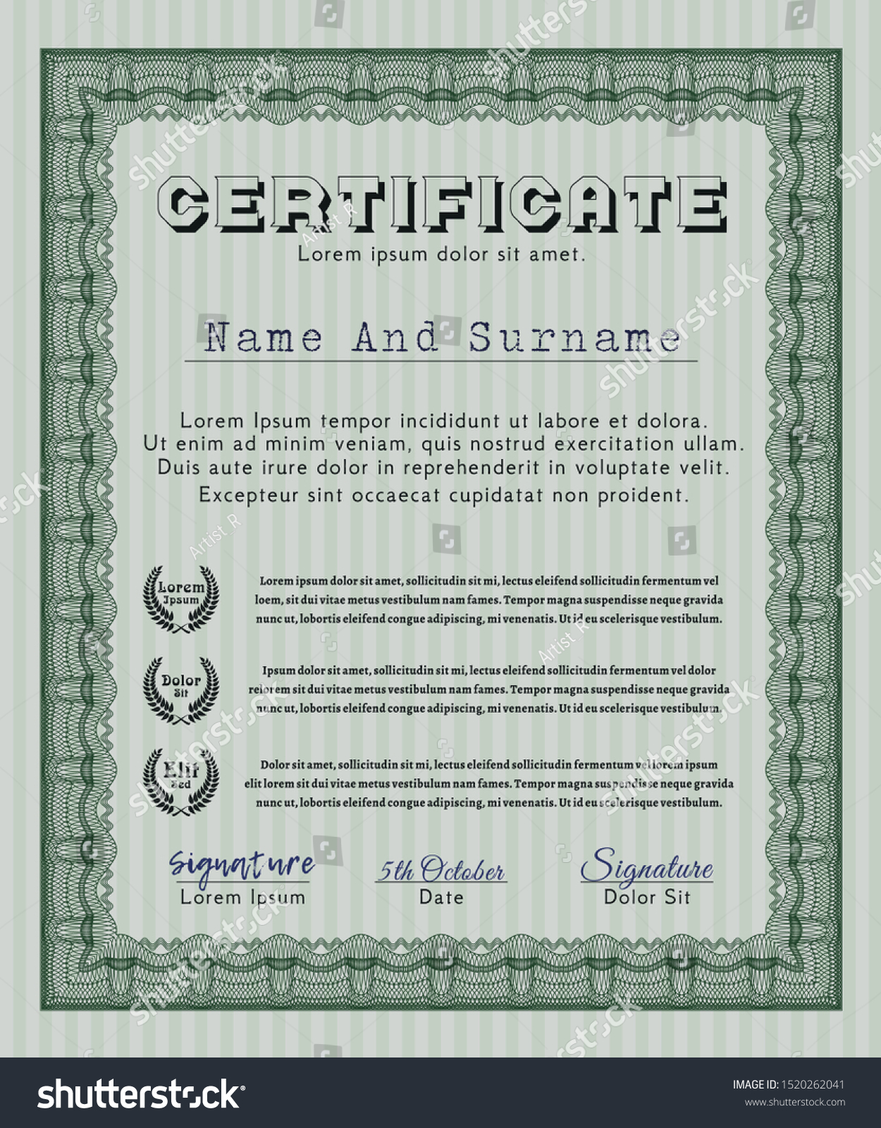 Green Certificate of achievement. Cordial design - Royalty Free Stock ...