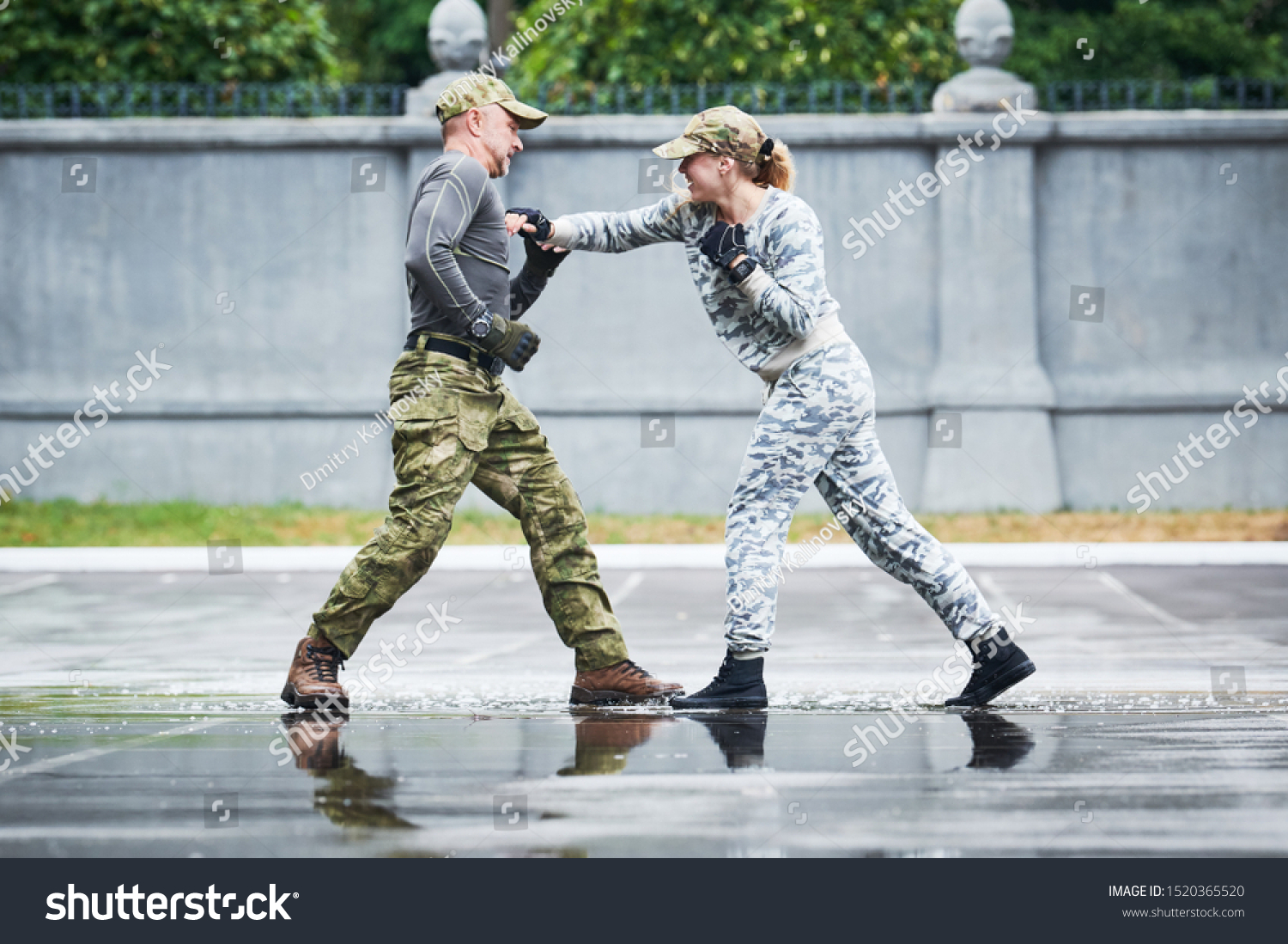 hand to hand combat between military instructor with female trainee #1520365520