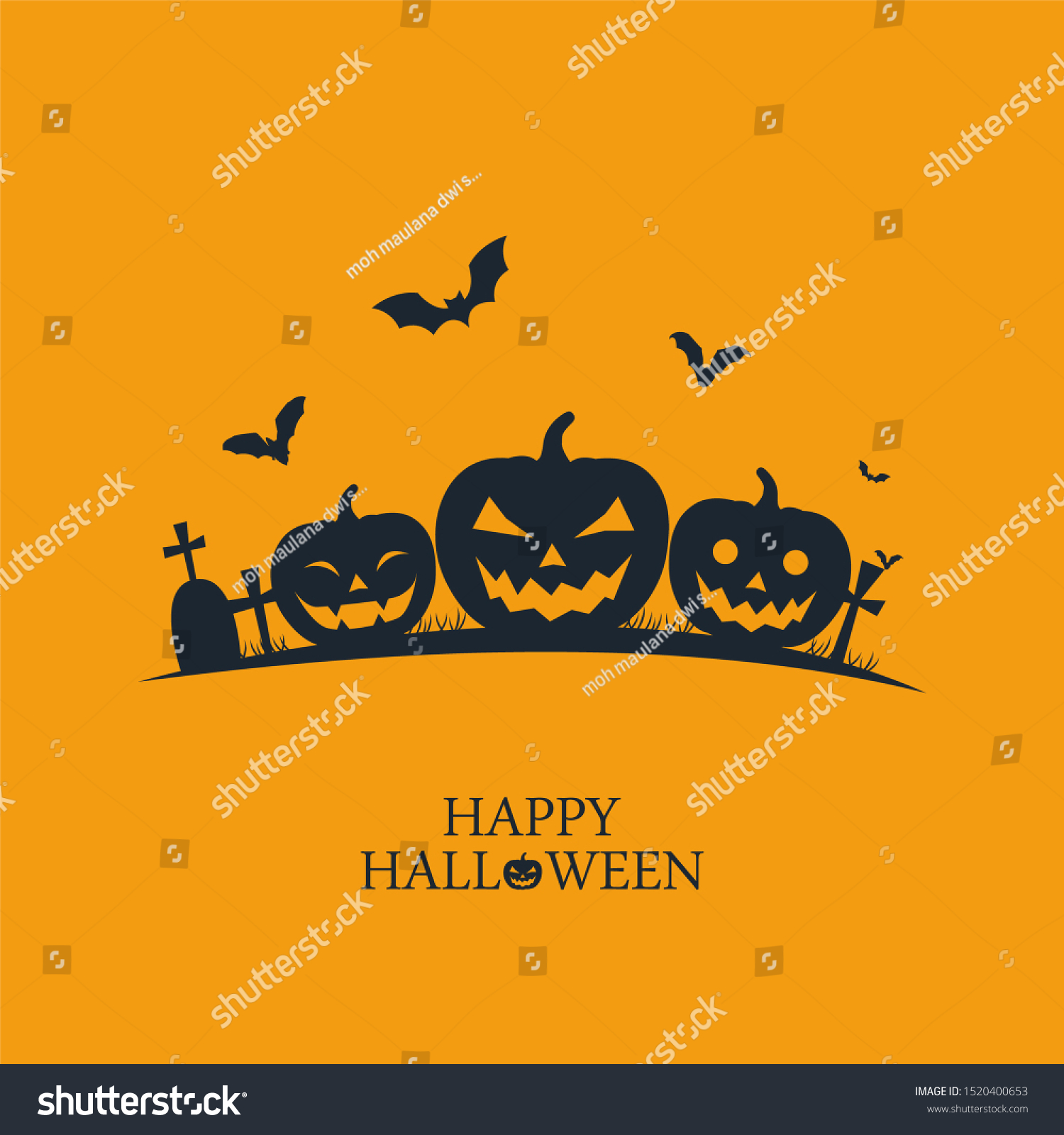 Halloween pumpkins bat silhouette. Halloween - Royalty Free Stock ...