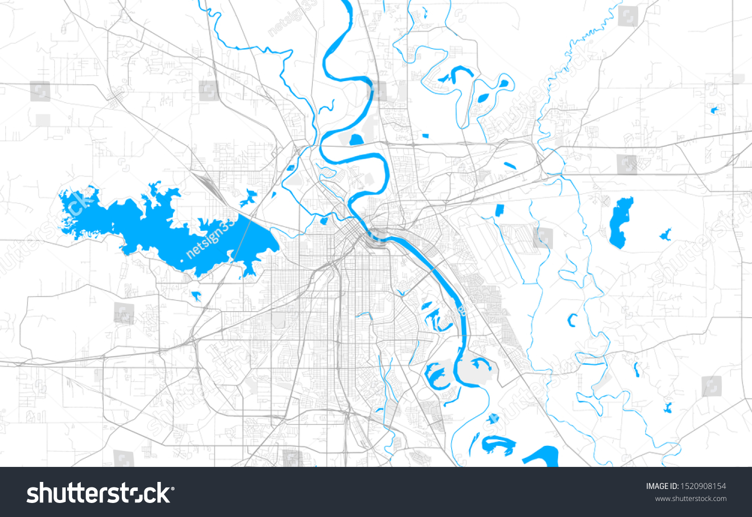 Rich detailed vector area map of Bossier City, - Royalty Free Stock ...