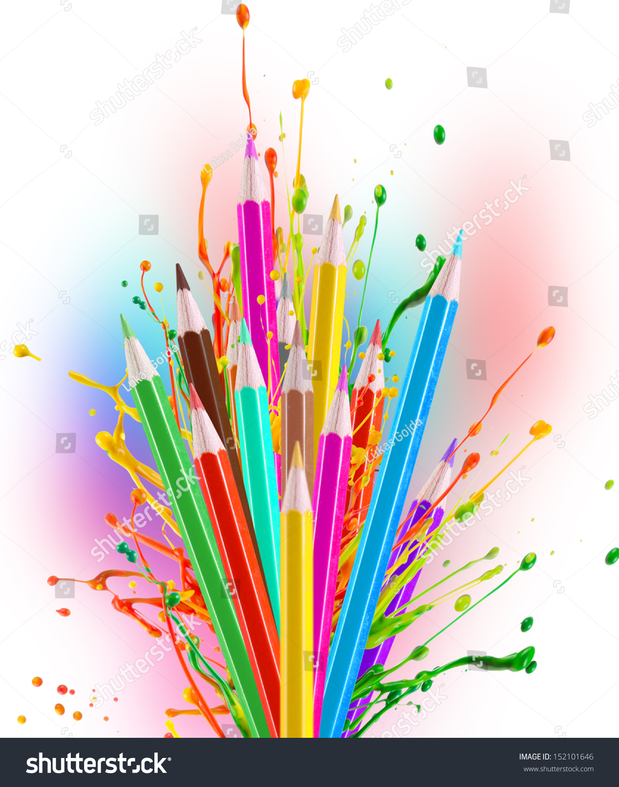 Colour pencils isolated on white background close up #152101646