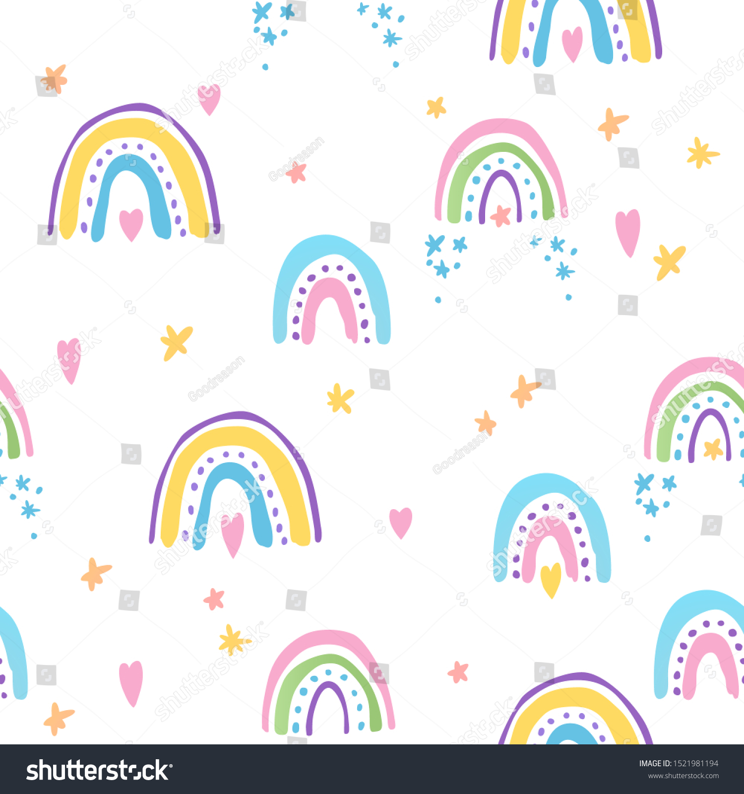Seamless pattern with colorful rainbows.
 #1521981194