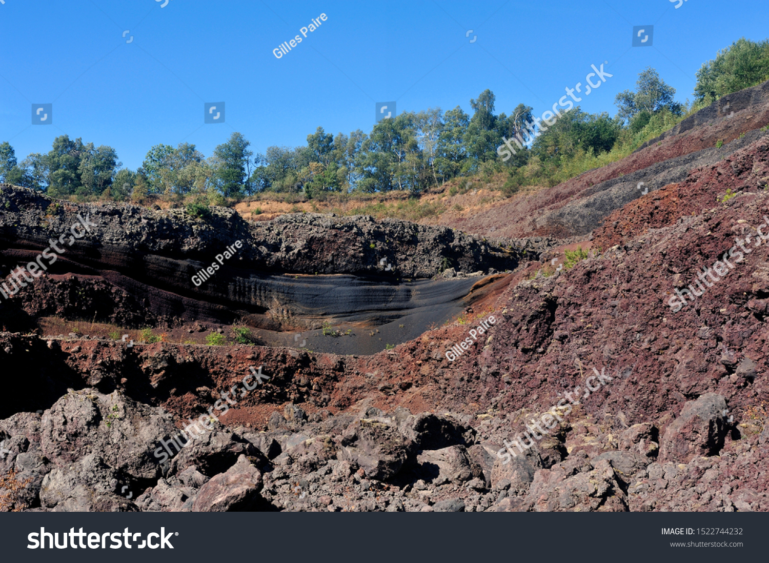 Interior of the crater of Auvergne volcano Lemptegy open to tourism with guided tour #1522744232