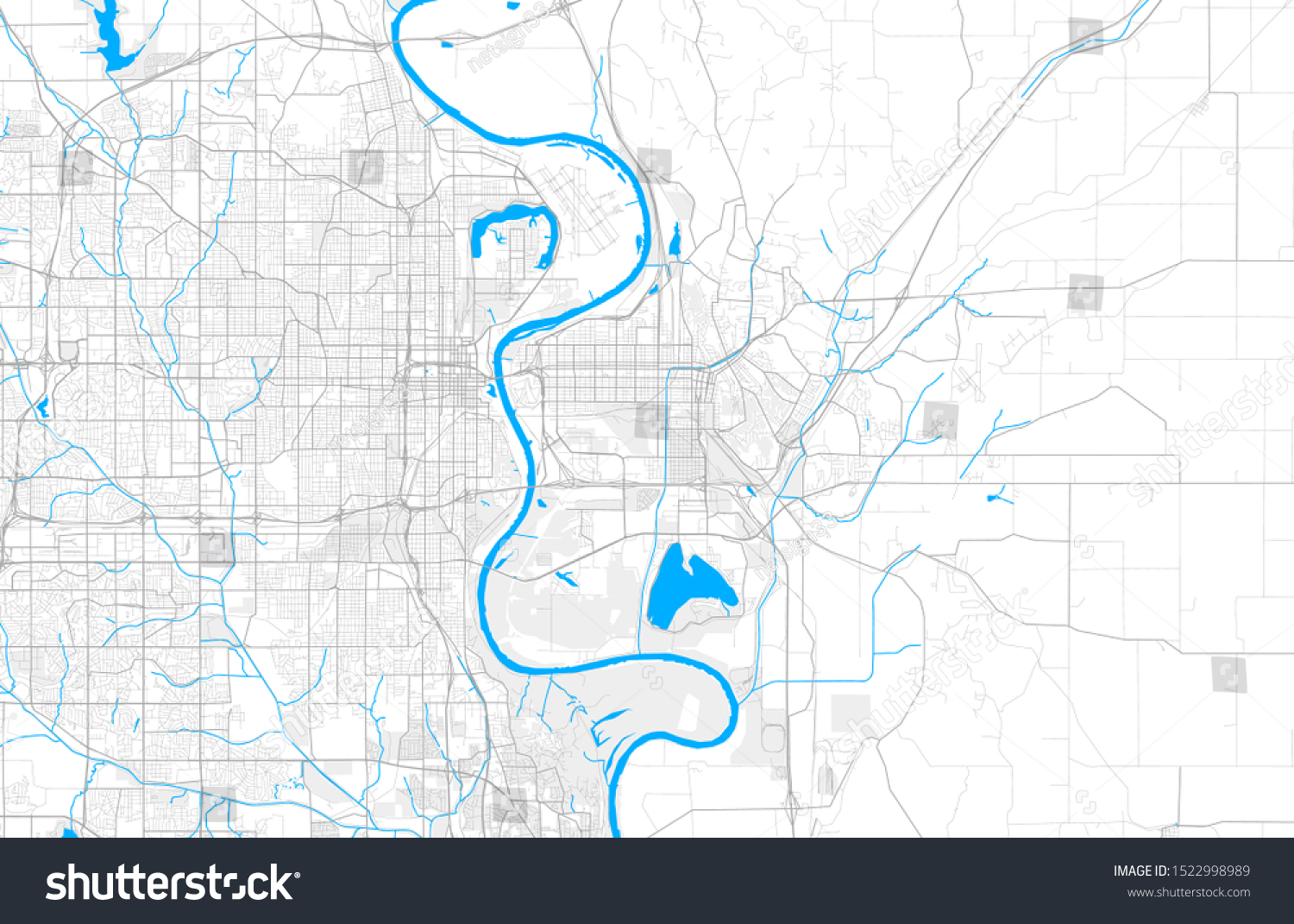 Rich detailed vector area map of Council Bluffs, - Royalty Free Stock ...