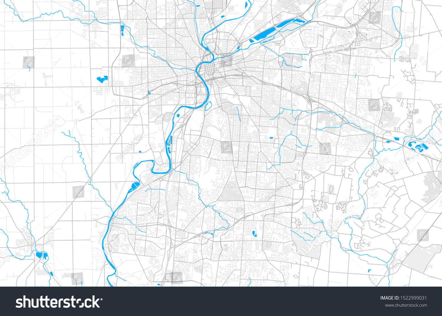 Rich Detailed Vector Area Map Of Kettering Ohio Royalty Free Stock Vector 1522999031 1594