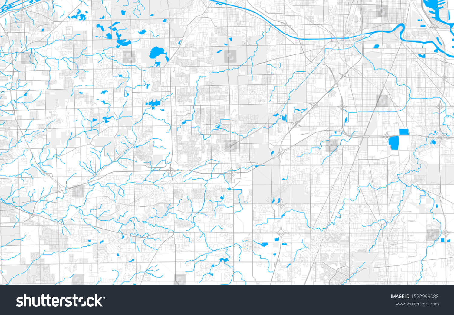 Rich detailed vector area map of Tinley Park, - Royalty Free Stock ...