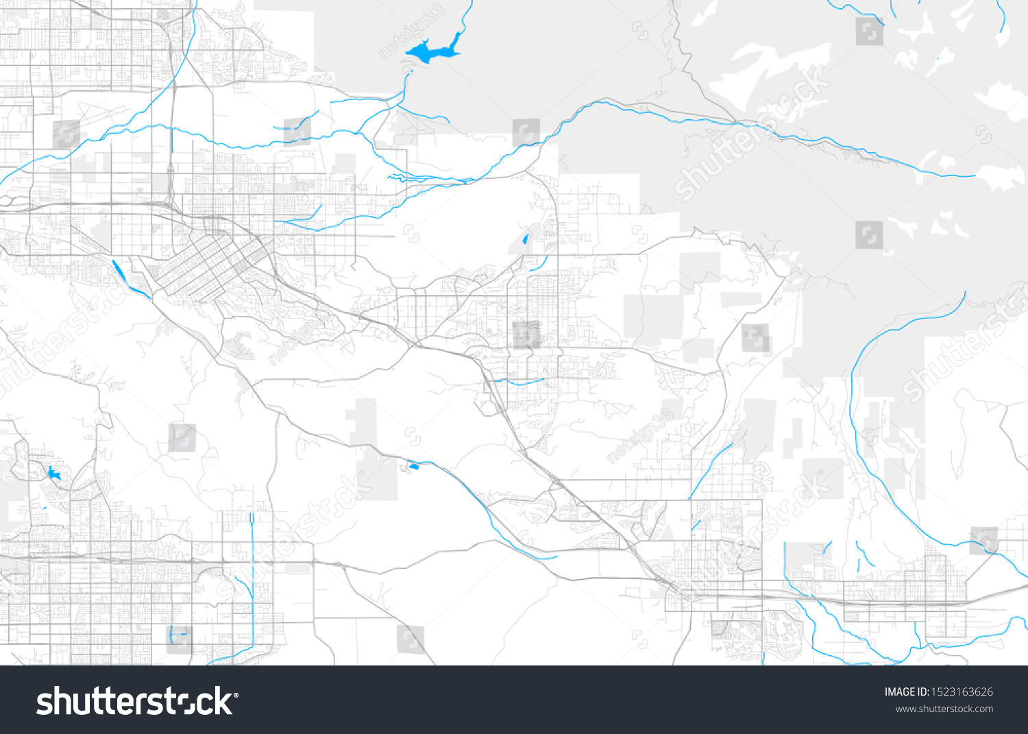 Rich Detailed Vector Area Map Of Yucaipa Royalty Free Stock Vector 1523163626