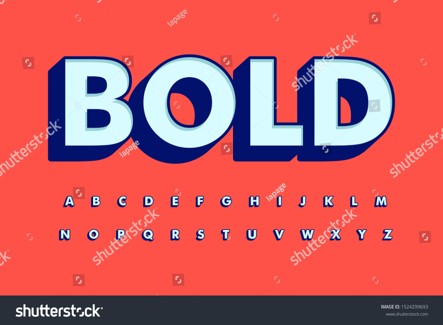 Modern Font 3D Bold and Alphabet - Royalty Free Stock Vector 1524299693 ...