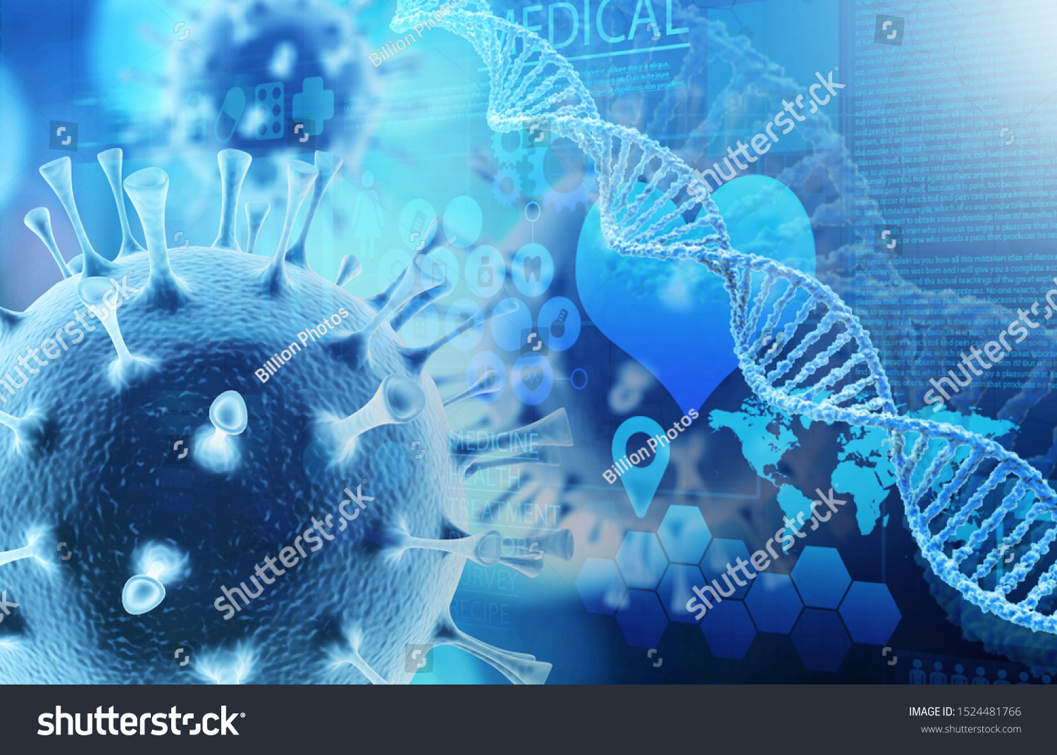 Close-up of virus cells or bacteria on light background #1524481766
