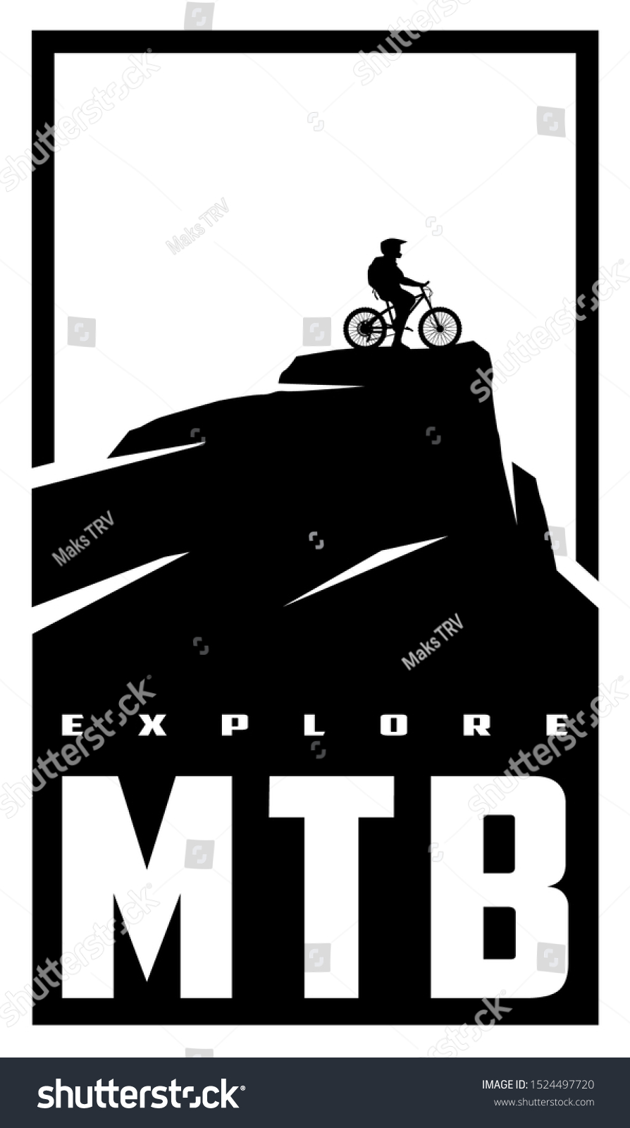 MTB explore. Mountain bike banner, t-shirt print design. #1524497720