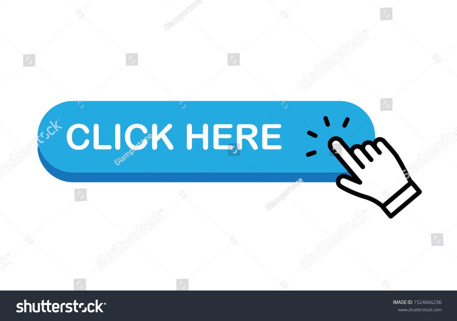 Hand clicking icon on click button. - Royalty Free Stock Vector ...