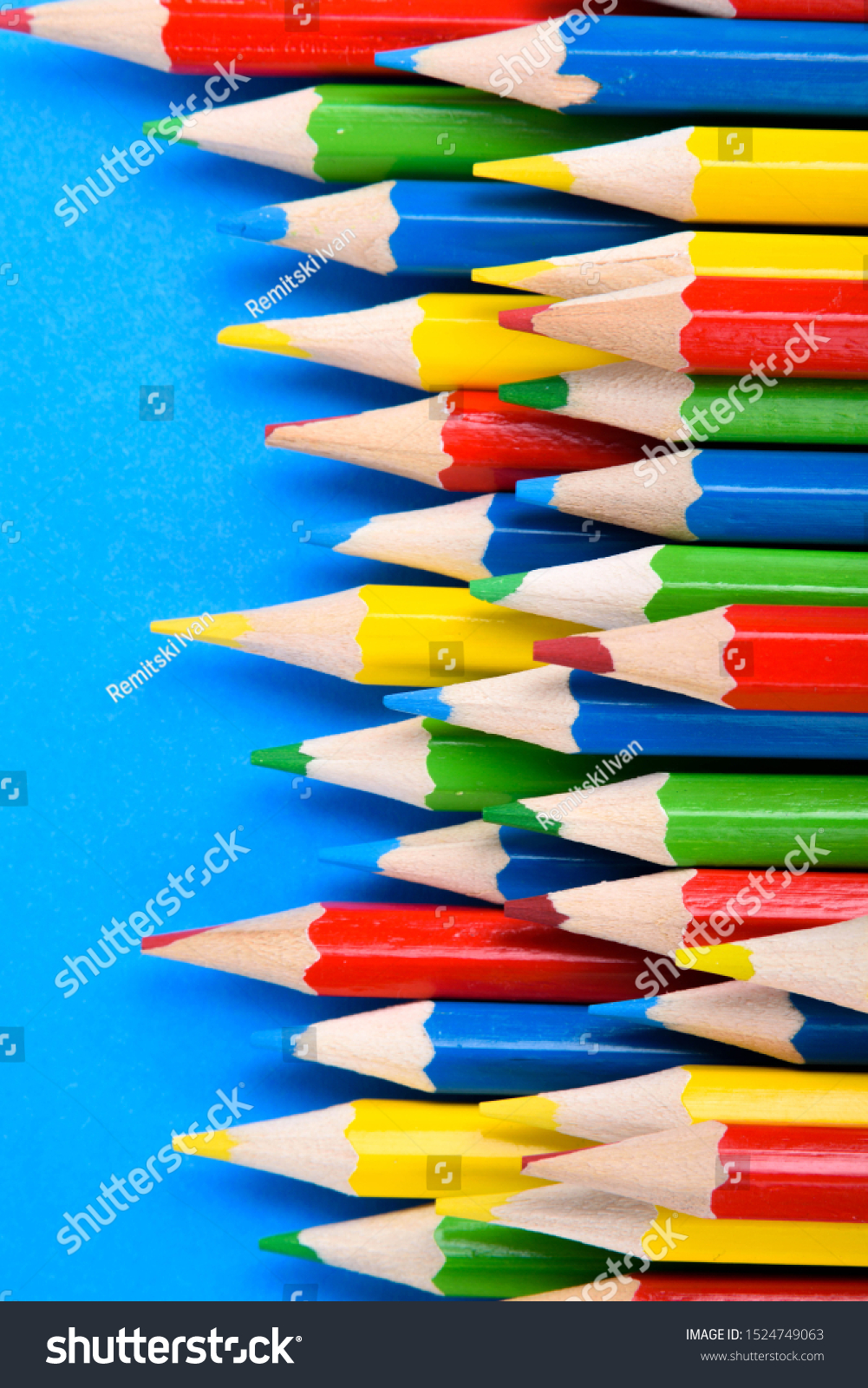 Colored pencils background.Color pencils on blue background.Close up.
Many different colored pencils on blue background.Colorful pencil .Colorfull
 #1524749063