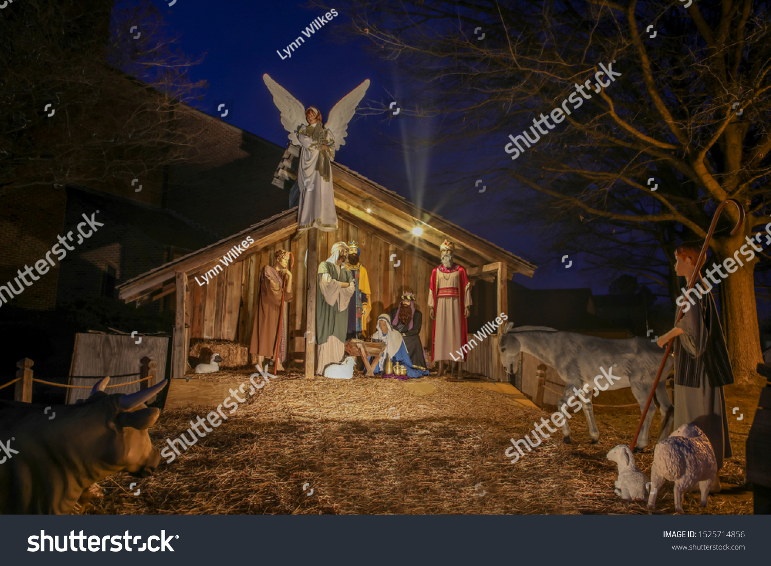 Christmas nativity scene by the church #1525714856