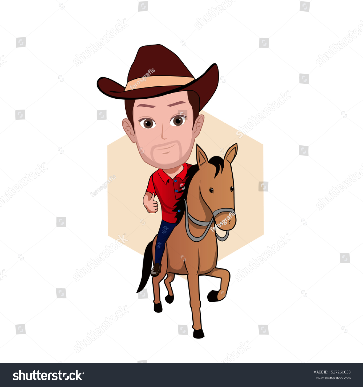 Illustration Of A Man Wearing Cowboy Clothes, - Royalty Free Stock 