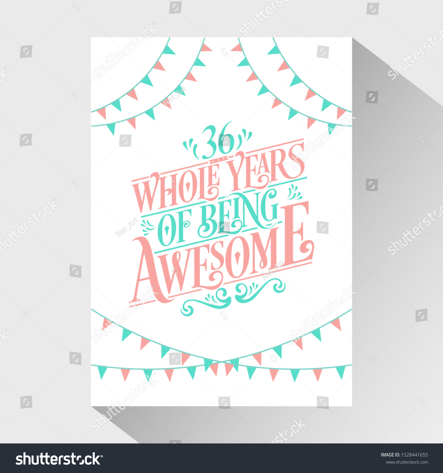 36th Birthday And 36th Anniversary Typography Royalty Free Stock Vector 1528441655