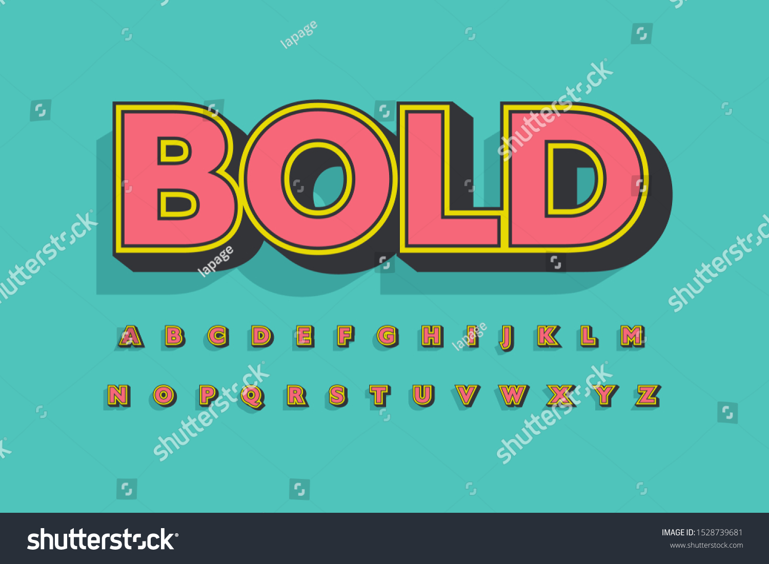 Modern Font 3D Bold and Alphabet - Royalty Free Stock Vector 1528739681 ...