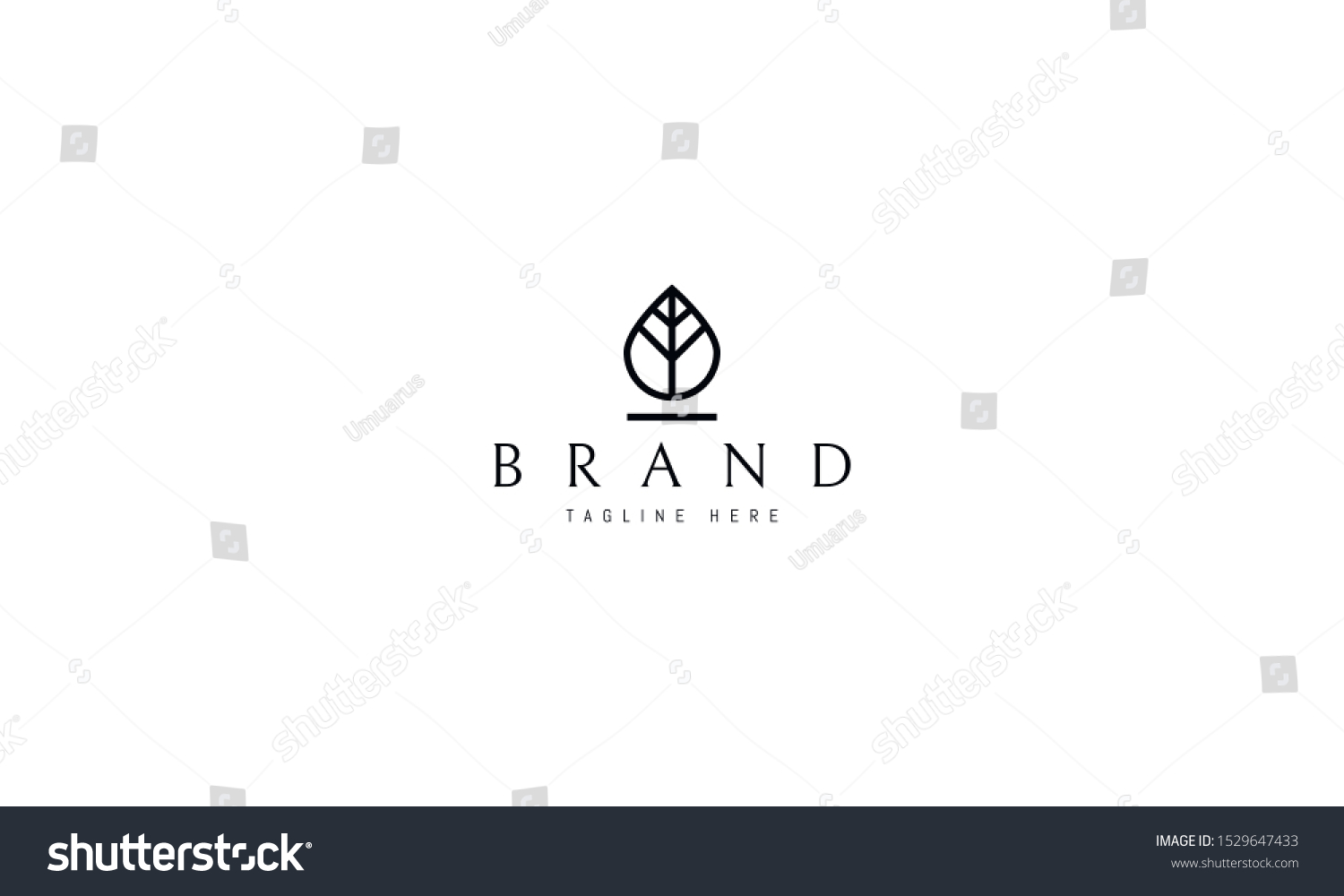 Vector logo on which an abstract image of a drop of water which is also similar to a leaf of a tree. #1529647433