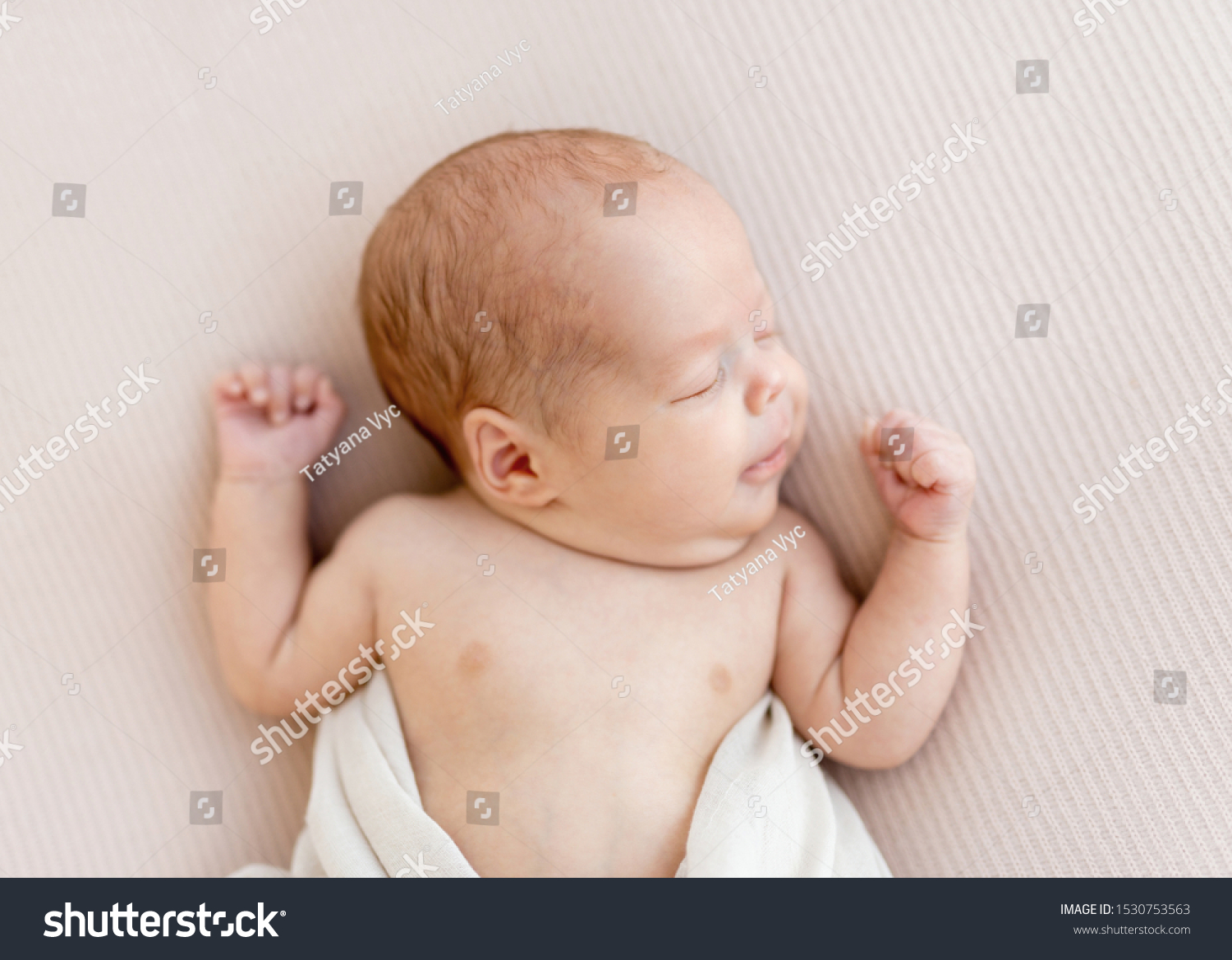 Portrait of innocent sleeping newborn #1530753563