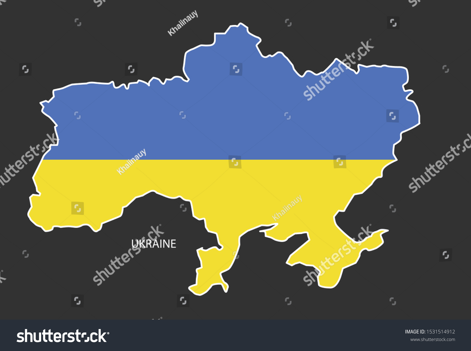 Sticker outline map of the Ukraine, flag Ukraine - Royalty Free Stock ...