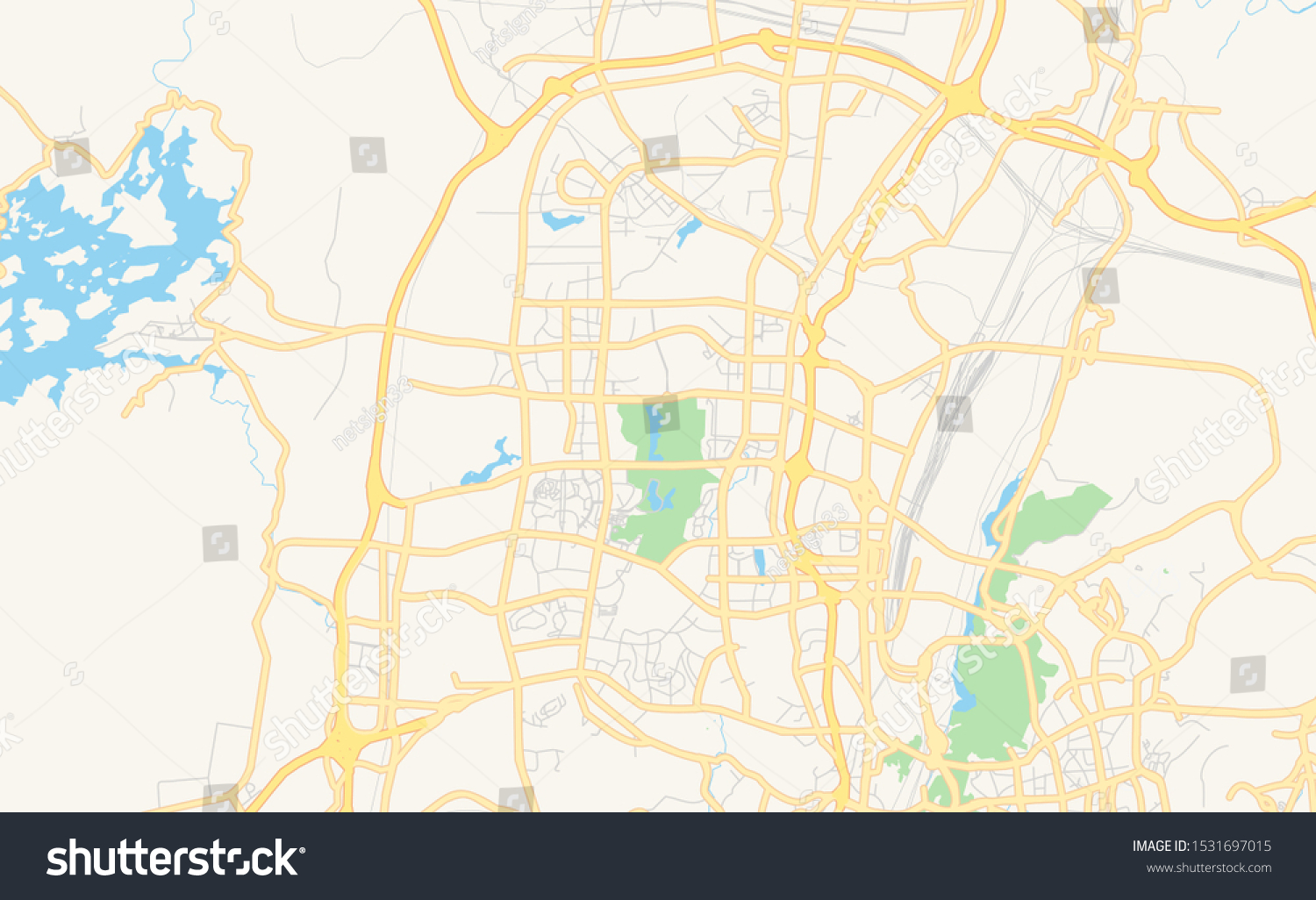 Printable street map of Guiyang, Province - Royalty Free Stock Vector ...