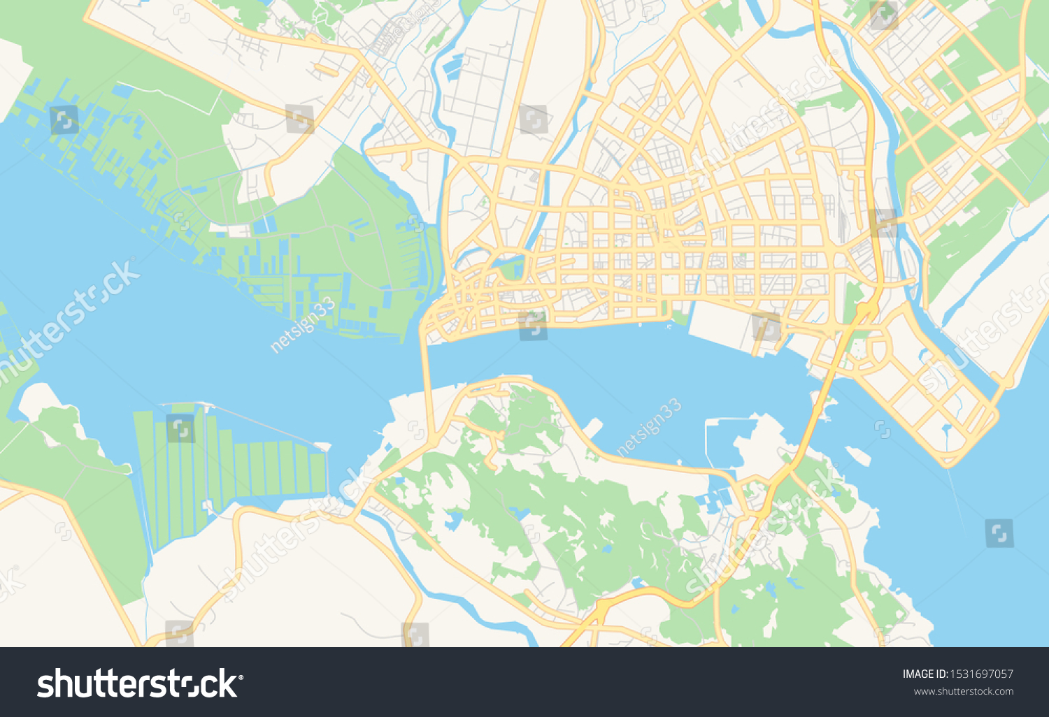 Printable Street Map Of Shantou, Province - Royalty Free Stock Vector 