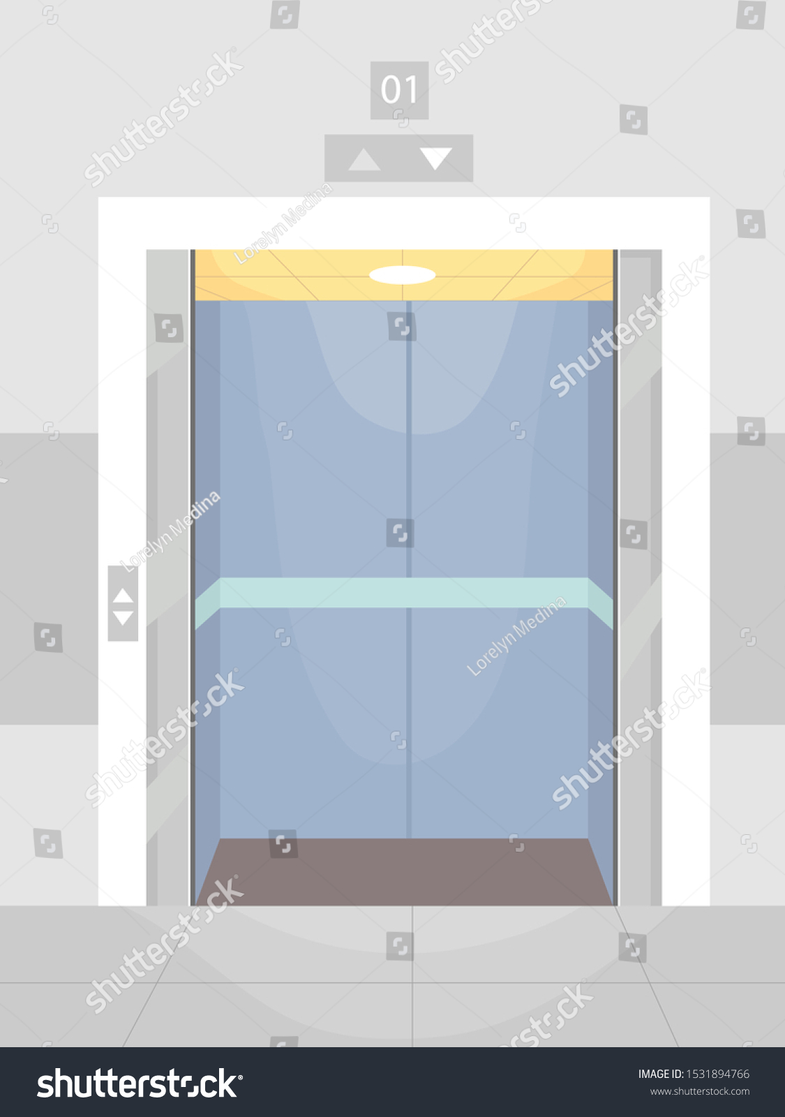 Illustration of an Open Elevator Going Down - Royalty Free Stock Vector ...