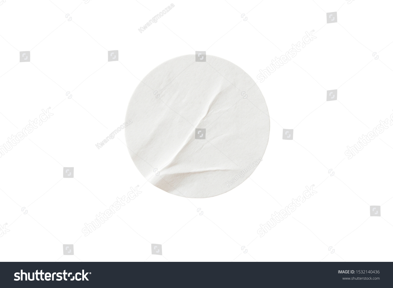 Blank white round paper sticker label isolated on white background with clipping path #1532140436