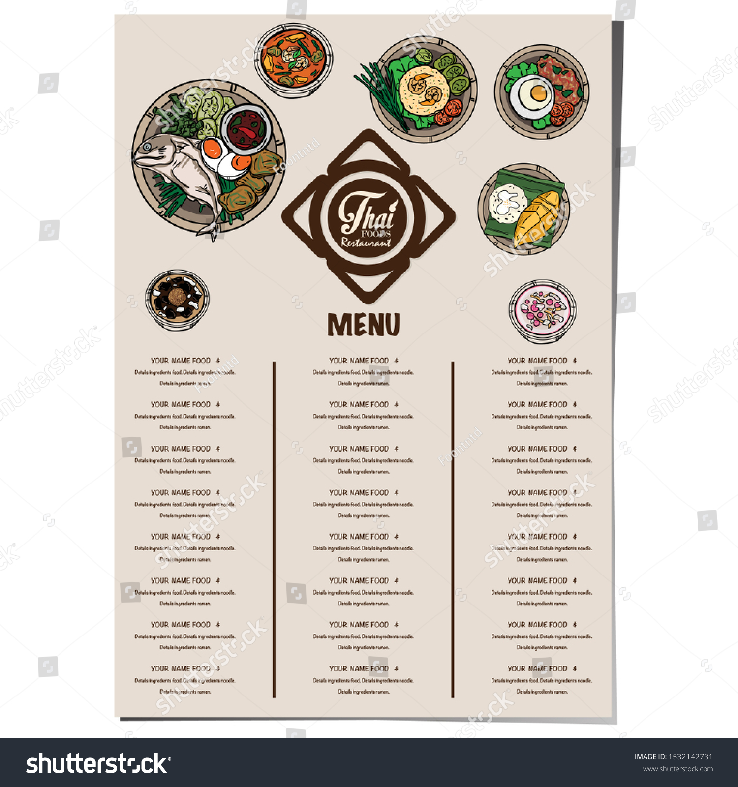 menu thai food design template graphic - Royalty Free Stock Vector ...