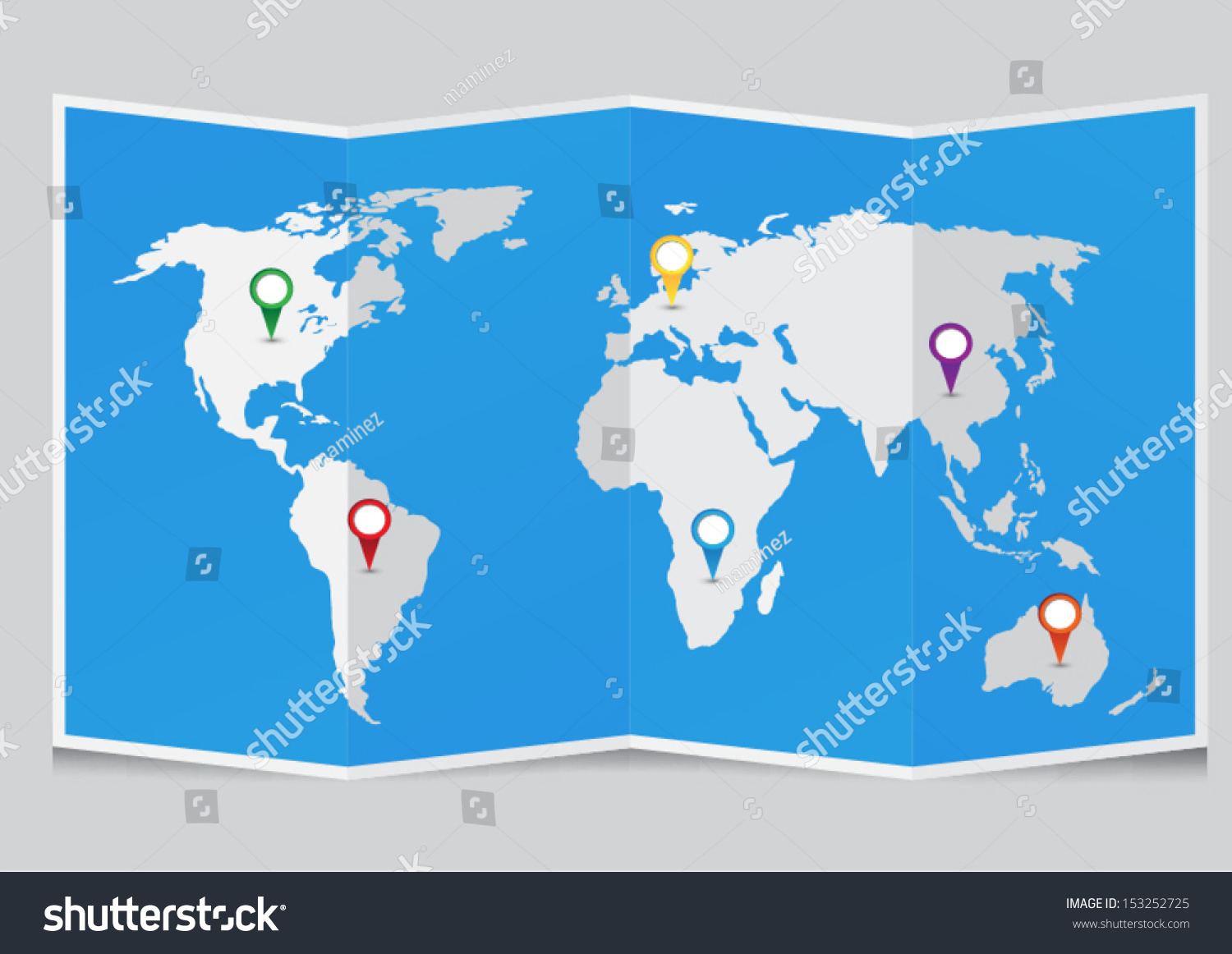 Vector World Map With Elements Royalty Free Stock Vector 153252725