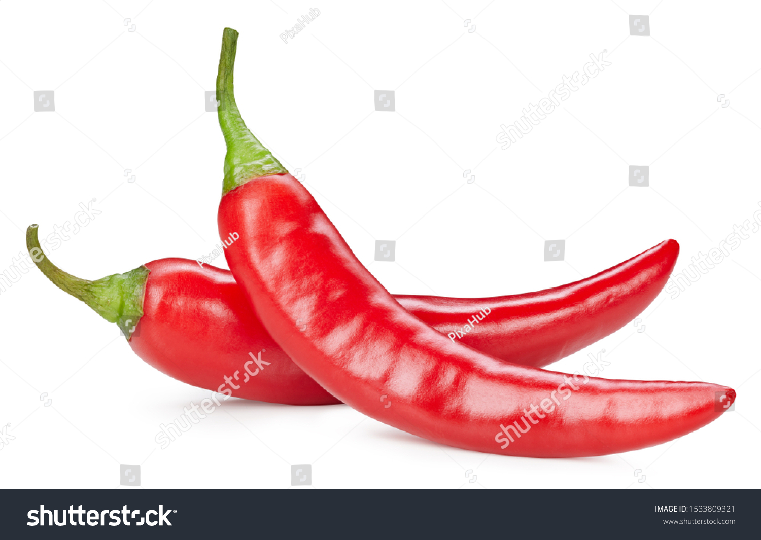 Chili pepper isolated on a white background. Chili hot pepper clipping path #1533809321