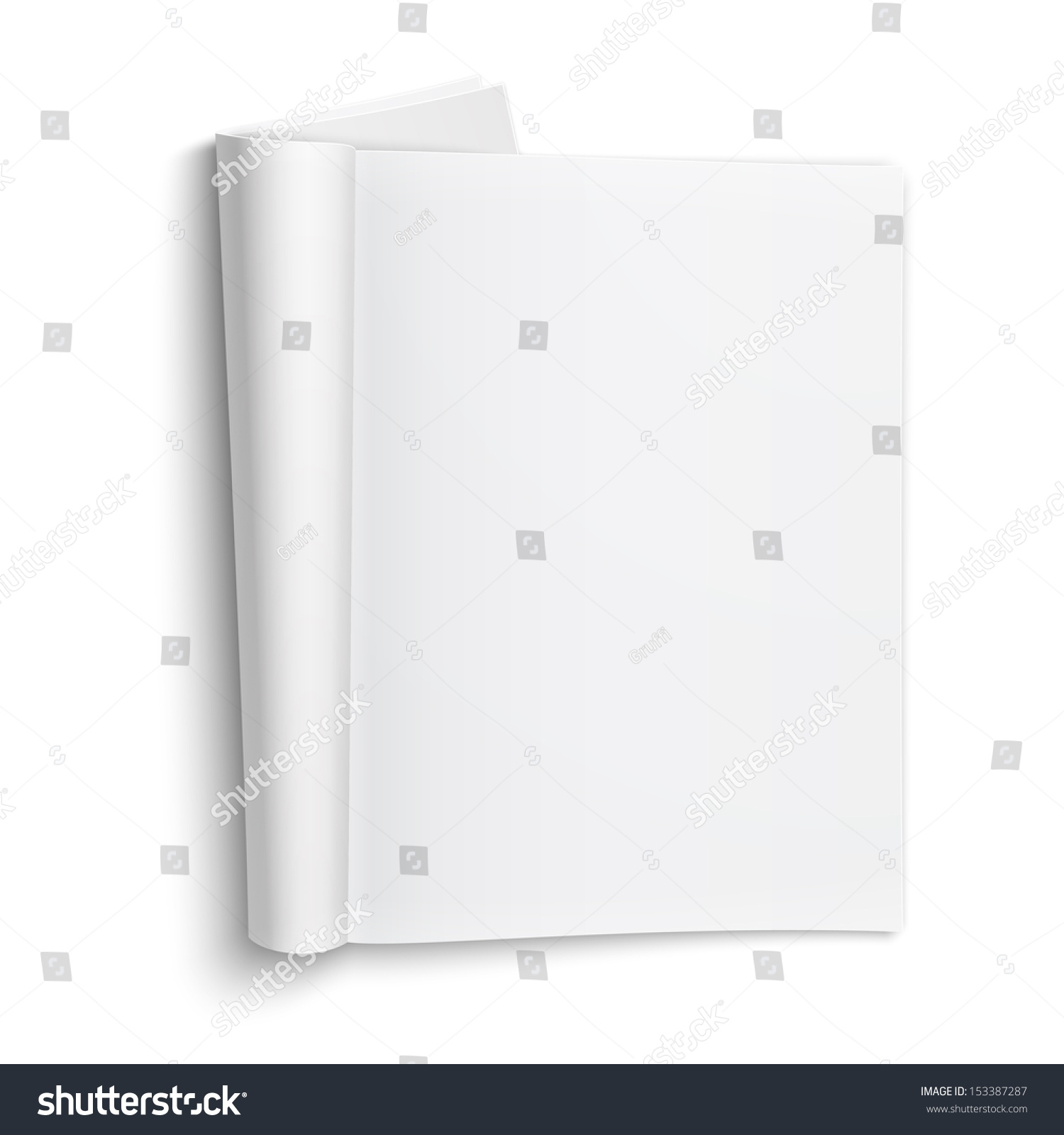 Blank open magazine template on white background with soft shadows. Vector illustration. EPS10. #153387287