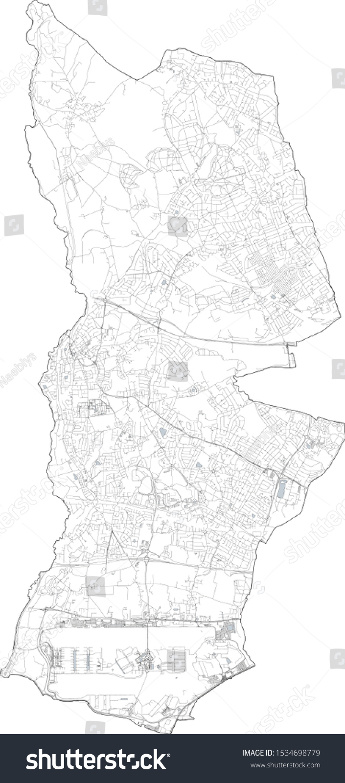 Satellite view of the London boroughs, map and - Royalty Free Stock ...